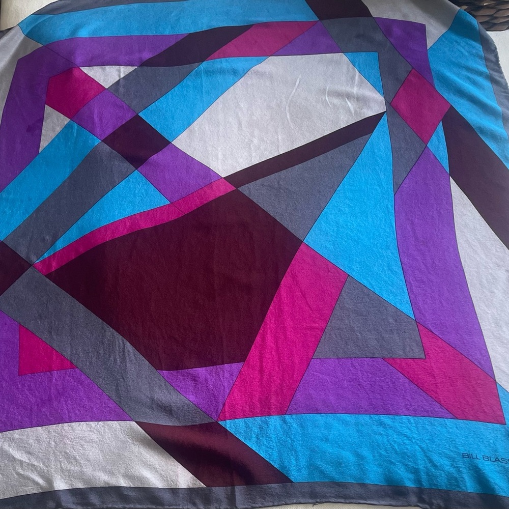 Bill Blass Silk Scarf Bold Colors Mid Century Vintage